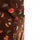 Tablier de cuisine a bavette motif cupcakes avec 2 poches centrales