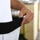Pantalon de cuisine raye gris ceinture élastique confort