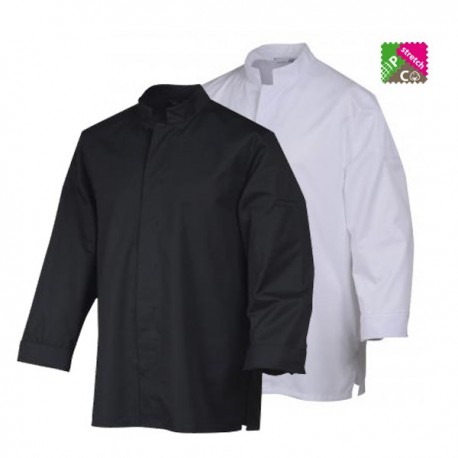 Veste de cuisine Stani, veste de cuisinier aspect chemise noire ou blanche, manche longue