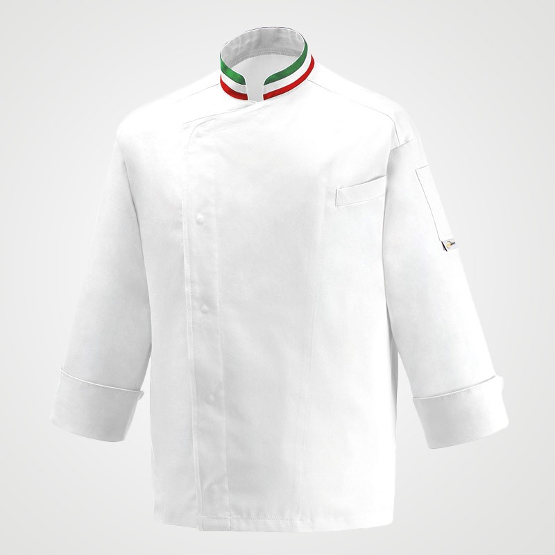 Textile astorino brodé gratuit fabriqué en Italie casquette chef femme blanche et pied de poule veste de cuisinier 