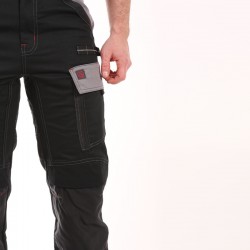 Pantalon Multipoches Protection Genoux Noir pas chère