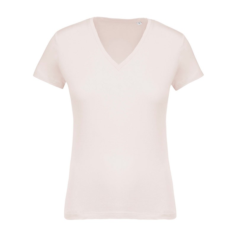 T-shirt Coton Bio Col V Femme Beige TOPTEX