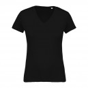 T-shirt de Travail Noir 100% Coton Bio Col V Femme - TOPTEX