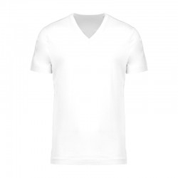 T-shirt de Travail Blanc 100% Coton Bio Col V Homme TOPTEX