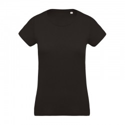 T-shirt de Travail Noir 100% Coton Bio Col Rond Femme TOPTEX