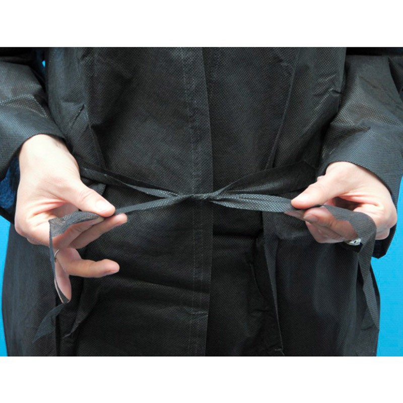 Kimono Jetable à Usage Unique Noir Manches Longues fermeture GM EQUIPEMENT