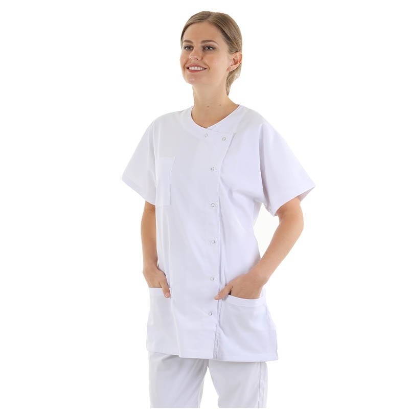 blouse médicale blanche boutons asymétrique Manelli