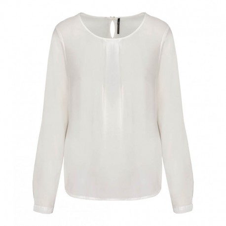 Blouse crêpe blanche manches longues femme - TOPTEX