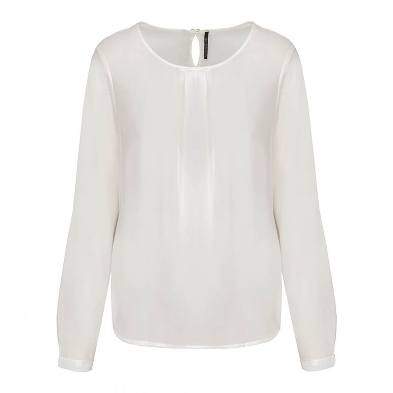 Blouse crêpe blanche manches longues femme - TOPTEX