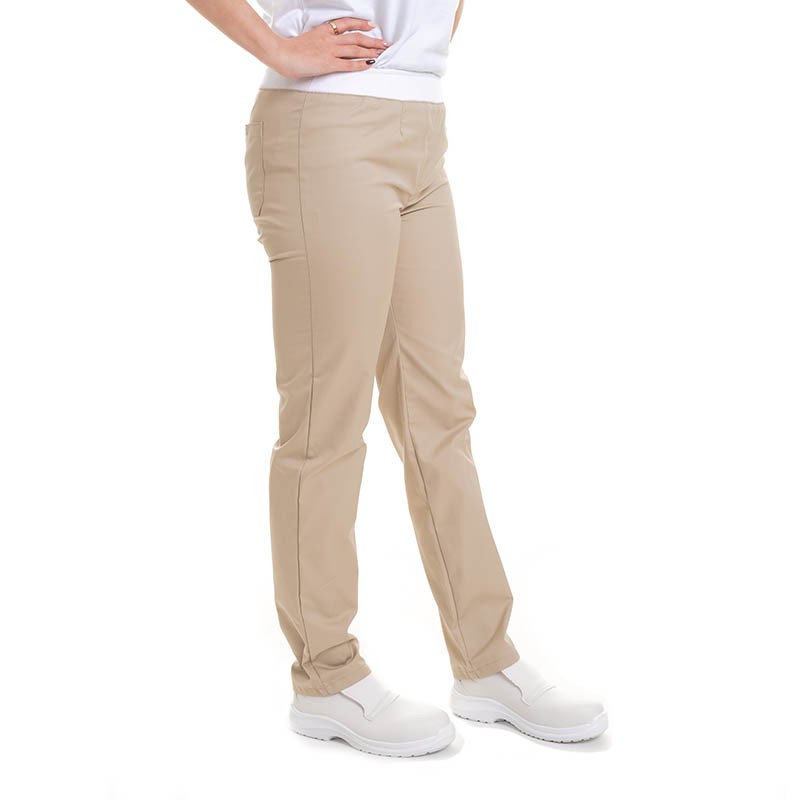 pantalon beige taille elastique manelli