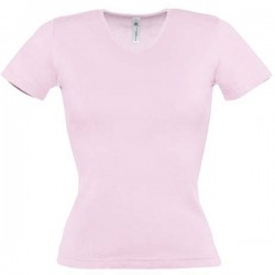 Tee shirt de travail femme col v rose