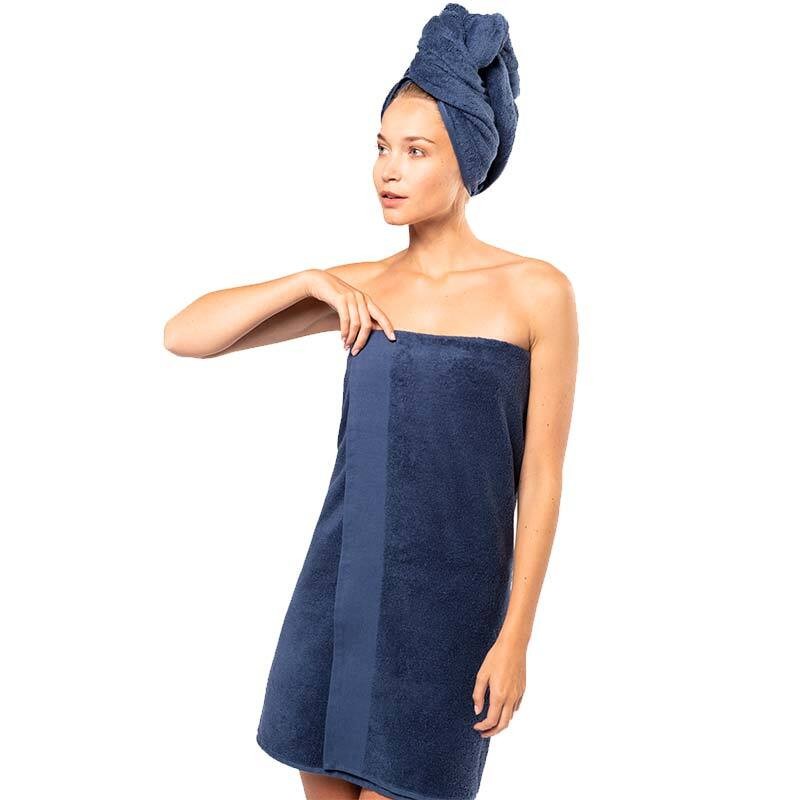 serviette de bain coton bio bleu marine