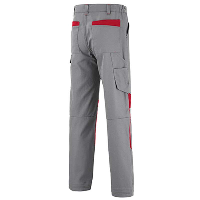 Pantalon de travail gris à empiecement rouge Lafont
