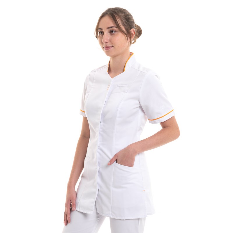 tunique médicale blanche infirmiere avec detail coloré