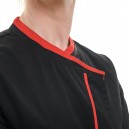 veste de cuisine détail rouge sur noir