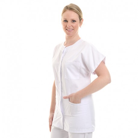 Blouse médicale femme blanche - Manelli poche confort manches courtes pas cher