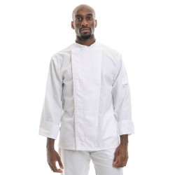 Veste de cuisinier blanche dos aéré - Manches longues boutons pressions cachés