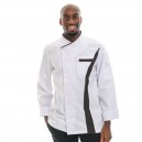 Veste de cuisine Coriandre Blanc/Charcoal, veste pour cuisinier de qualité, tissu polycoton pour haute température