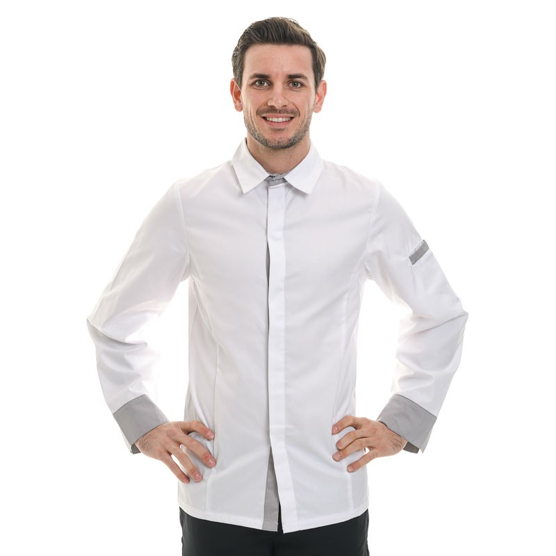 Veste chemise BASILIC BLANC/GRIS