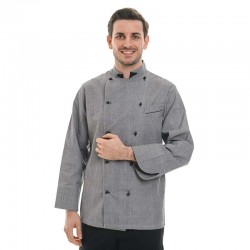 VESTE DE CUISINE VESTE ALBERT, veste grise avec bouton blanc, poche poitrine