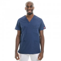 Tunique médicale bleu marine homme col V 3 poches