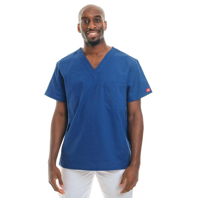 Tunique médicale bleu royal homme col V 3 poches