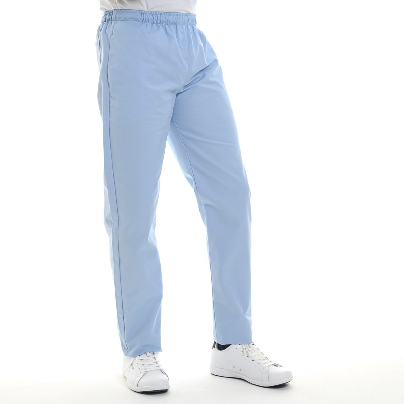 Pantalon médical bleu ciel Manelli homme femme mixte pas cher promo hôpital poche arrière