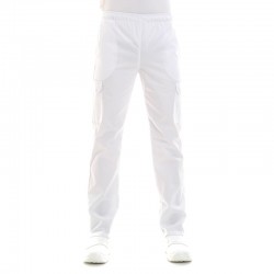 Pantalon de cuisine blanc poches latérales