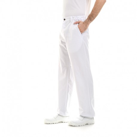 Pantalon de Cuisine Blanc 1 pli pour hommes bas prix