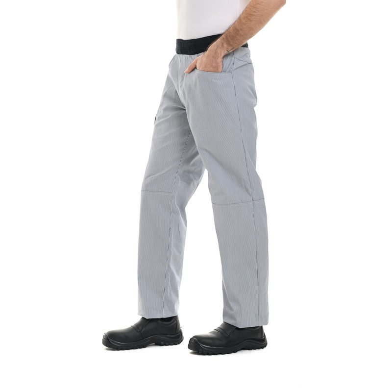 Pantalon de cuisine raye bleu marine  ceinture cordon confort