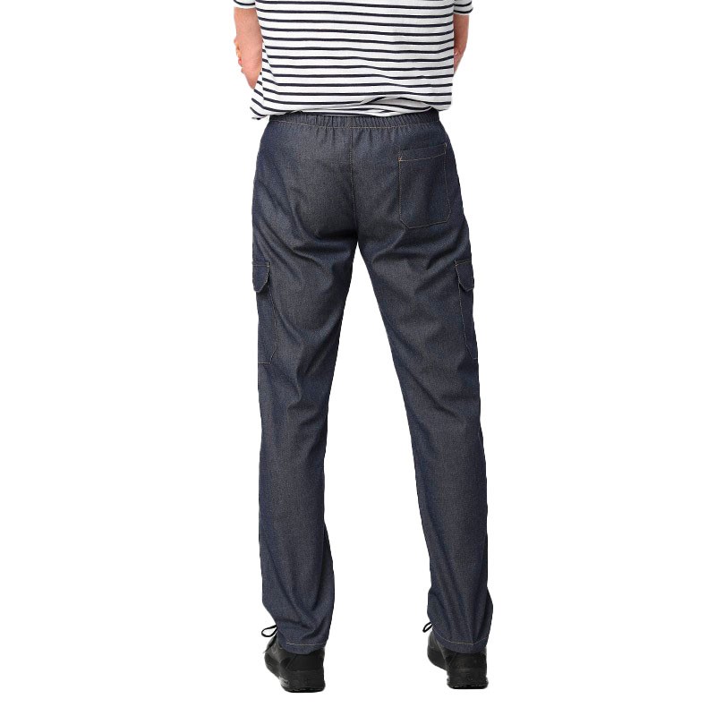 Pantalon Jean Cuisine Homme - MANELLI Taille élastiquée, 1 poche plaquée sur le dos