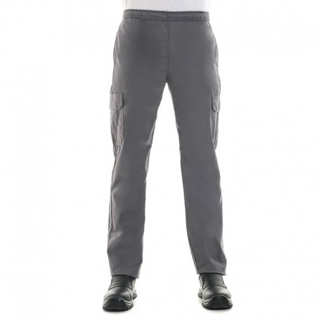 Pantalon de cuisine gris poches latérales