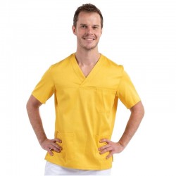 blouse médicale col v jaune