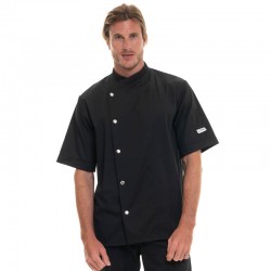 Veste de cuisine noire boutons argentés - MANELLI - Fluide et légère à porter