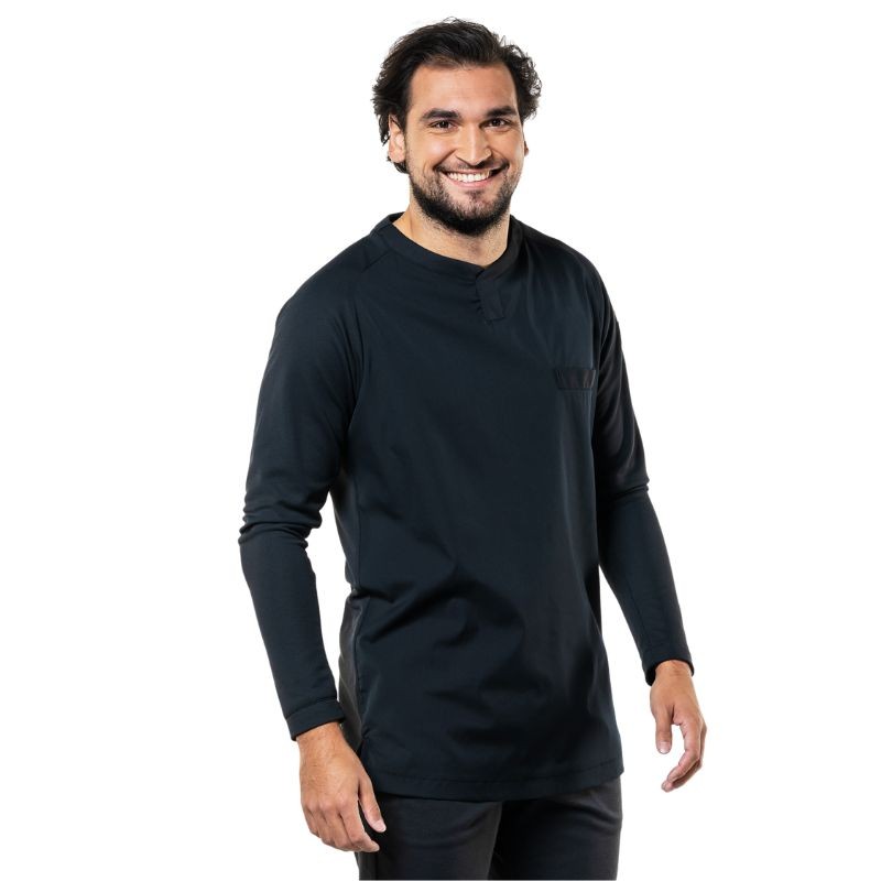 T-shirt manches longues de cuisine noir Valente UFX - Chaud Devant
