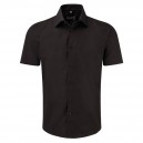 Chemise Fittée Homme Manches Courtes Noir - RUSSEL by TOPTEX