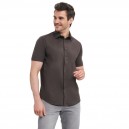 Chemise Fittée Homme Manches Courtes Marron - RUSSEL by TOPTEX