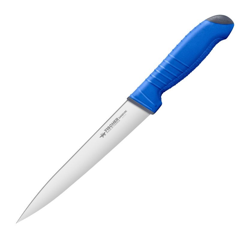 Couteau à Saigner 12 cm Manche Bi-Matière Bleu - FISCHER