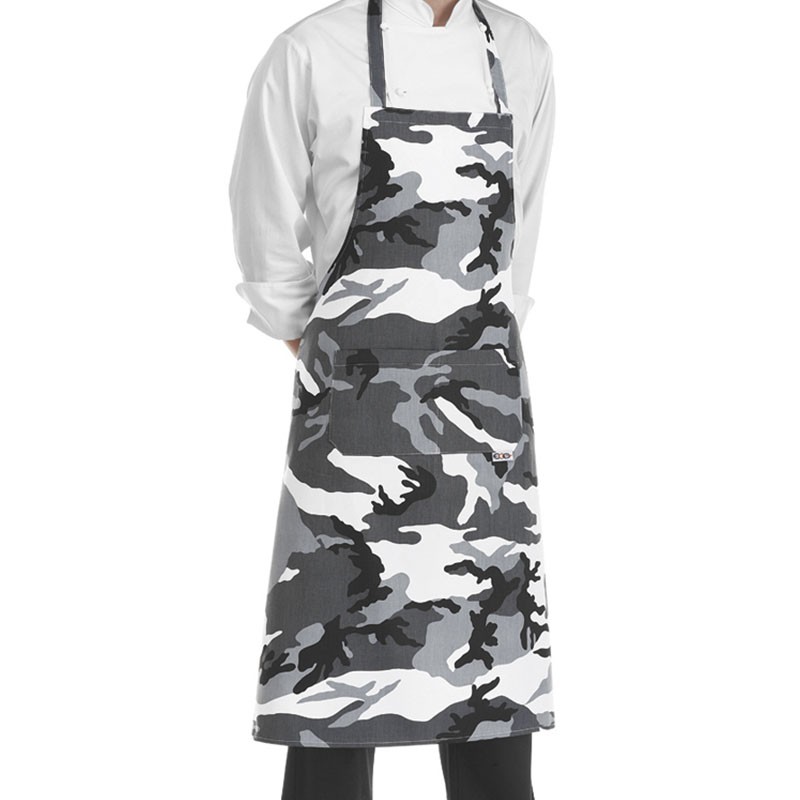 Tablier de Cuisine à bavette camouflage militaire noir et blanc