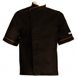 Black Chef Jacket Orange Pipping