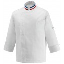 Veste de Cuisine Blanche Tricolore, manche longue pour professionnel et particulier
