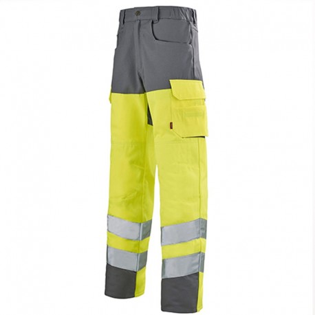 Pantalon de travail fluo haute visibilité JAUNE HIVI/ACIER promotion et petit prix