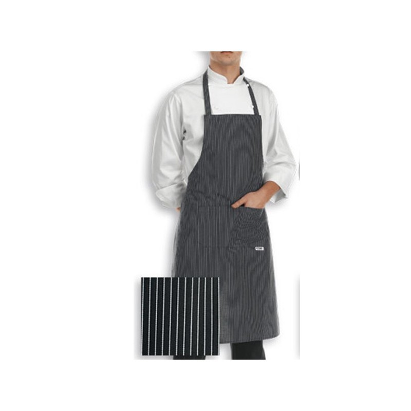 Grand Tablier Noir 100% Coton Boucher Rayures chefs tablier