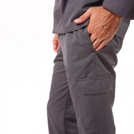 Pantalon de boucher gris poches latérales