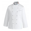 Veste de cuisine drapeaux européen, blanche pour homme, veste pour cuisinier prestige