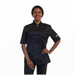Veste de cuisine Eco-responsable manches courtes Femme noire